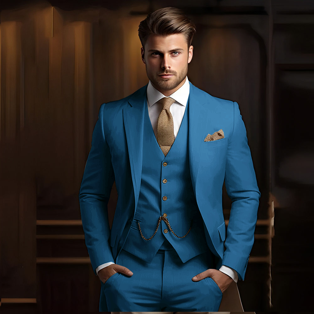 Men's Formal 3-Piece Suit with Jacket, Pants & Vest for Weddings and Parties Custom Fit XS to 5XL