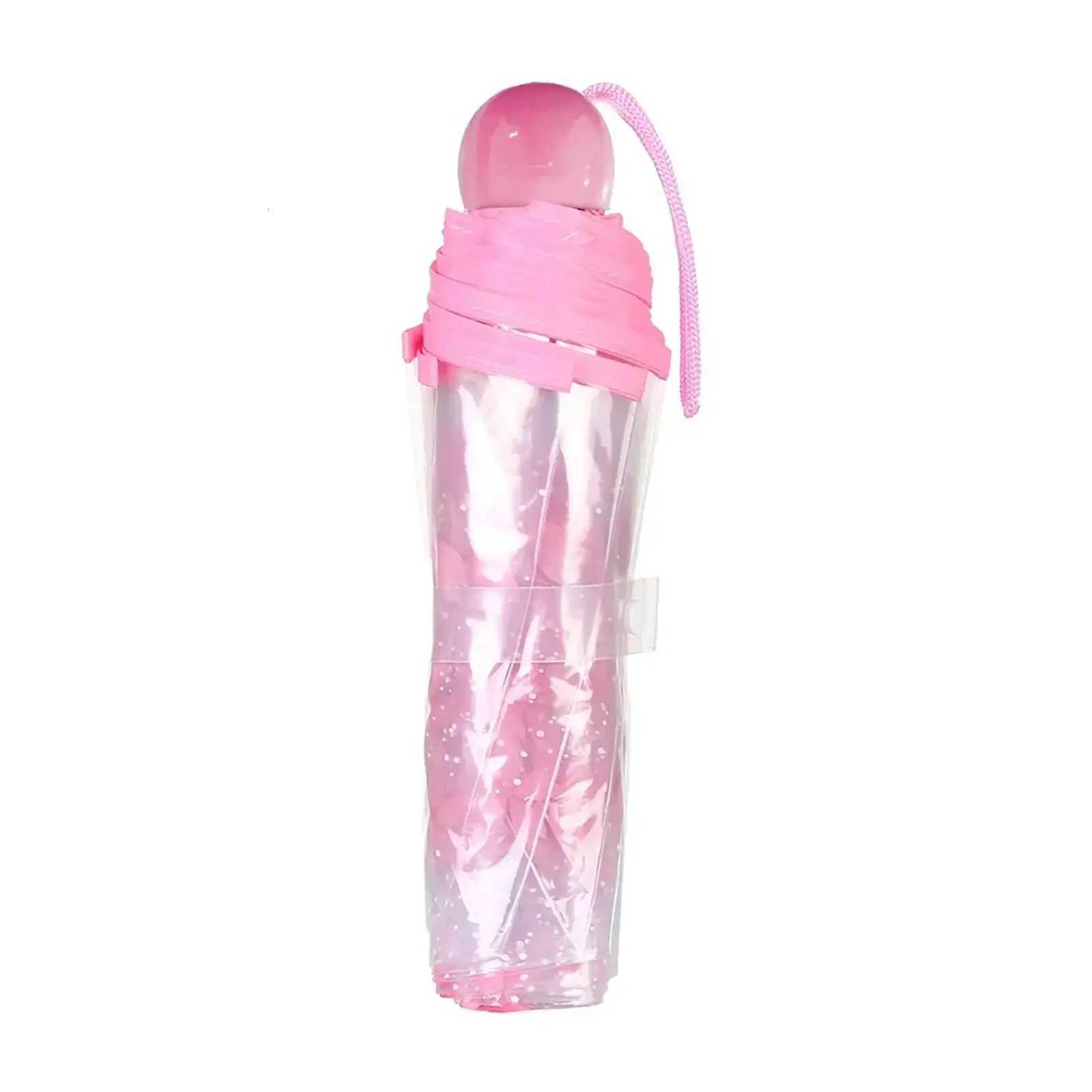 1PCS Portable Cute Flower Household Gear Cherry Blossom Transparent Wind And Rain Protection 3 Fold PVC Umbrella C251117