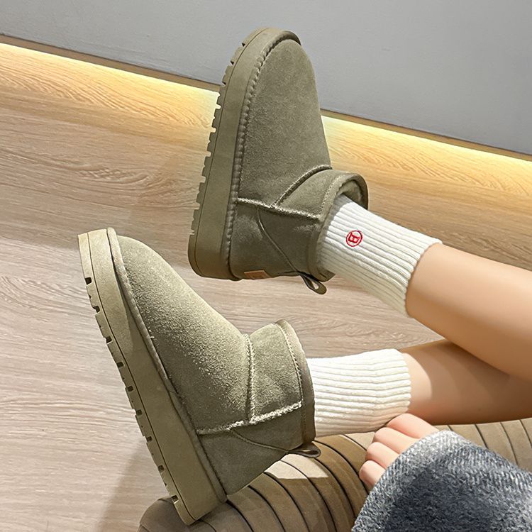 Free Shipping Trendy Hit Snow Boots Winter New Style Platform Fleece-Lined Warm Versatile Slimming Short Tube Bread Boots