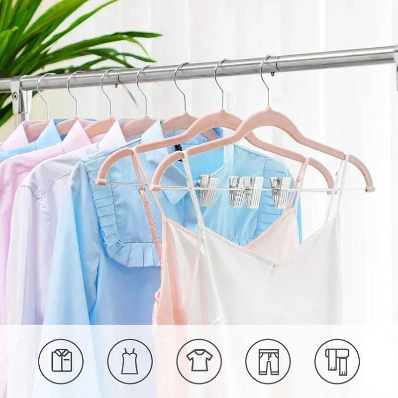 5 Pcs/lot Garment Suit Multifunction Clothes Hangers with Clips Non-Slip Closet Laundry Wardrobe Organizer Drying Rack Velvet C251117