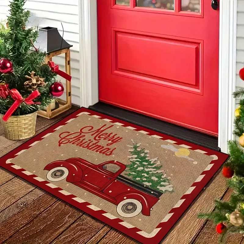 VIKAMA Christmas Red Truck Door Mats - Anti-Slip Machine Washable Suitable For Indoor/Outdoor Use Home DecorationM251117