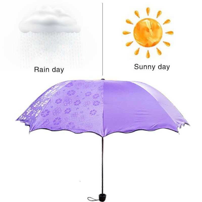 Portable Mini Water Encounter Flowering Sunny Umbrella Lady UV Protection Solid Color Sun Umbrella Windproof Travel Umbrella C251117