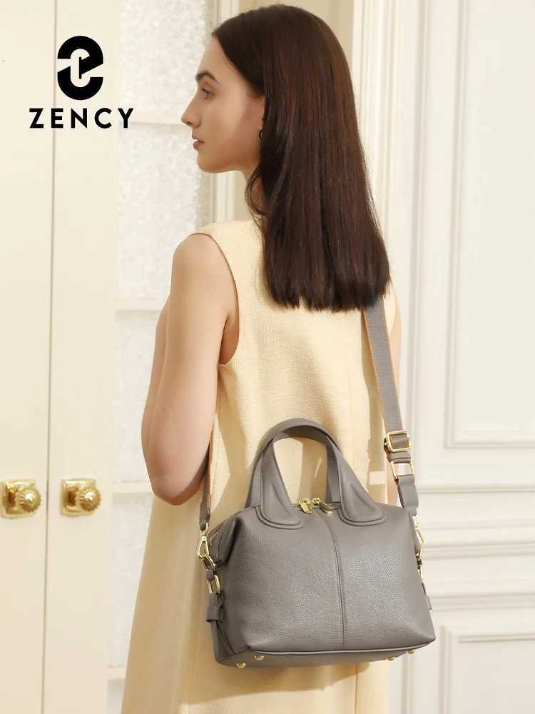 Zency 2 Straps Genuine Leather Top-handle Bag For Women Vintage Boston Bag Shoulder Handbag Crossbody Large Capacity Bolsas 2025W251115