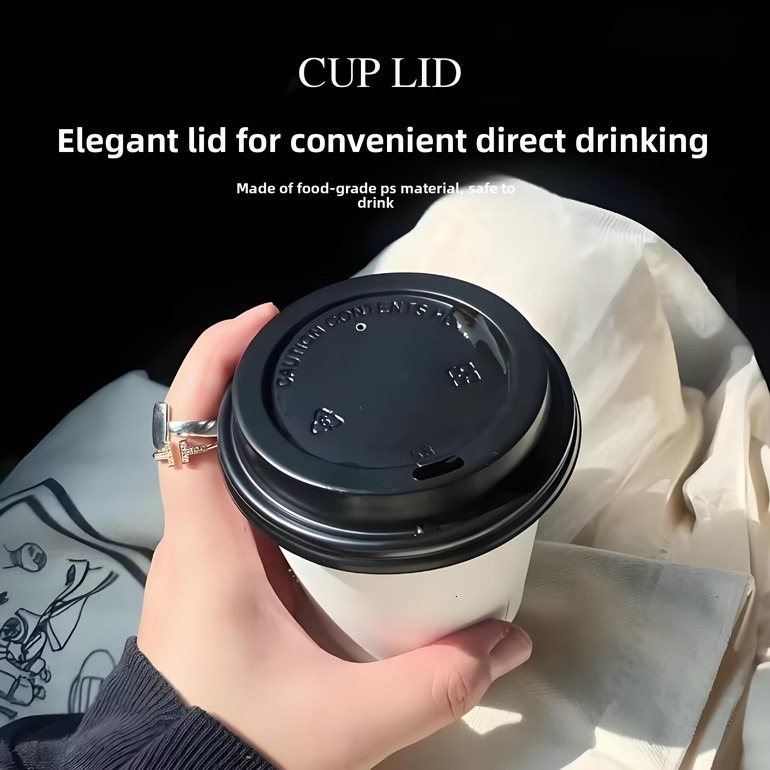 Disposable 80/90 Caliber PS Coffee Direct Drinking Paper Cup Plastic Cross-Border Export Lid Thickened Product Customization
