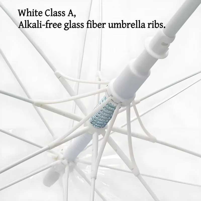 POPular TPU High Transparent Umbrella White Fiber Bone Reinforced Large Wind Resistant Long Handle Umbrella C251117