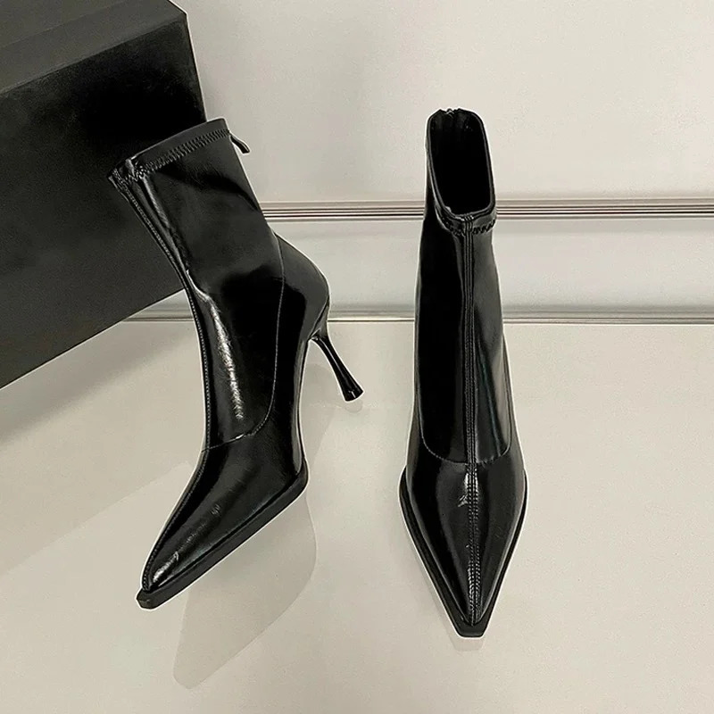 Ladies Shoes High Quality Back Zipper Womens Boots Fashion Office and Career Sexy Pointed Toe Ankle Boots 251114