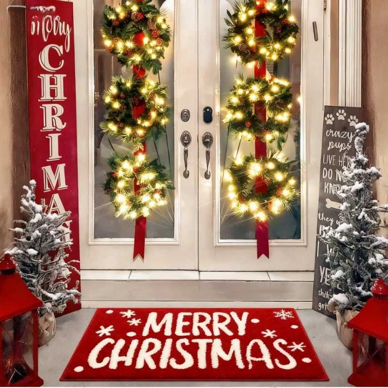 60cm/80cm Christmas Door Mat Outdoor and Interior Supplies New Year 2026 Merry Christmas Decoration Home Decor Foot MatM251117