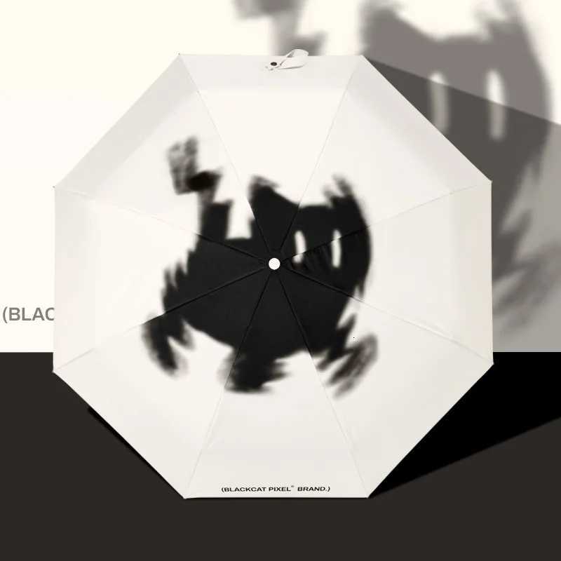 Cat Automatic Umbrella Three-fold Eight-fold Folding Sun and Rain Umbrella Black Gel Sun Protection Umbrella C251117