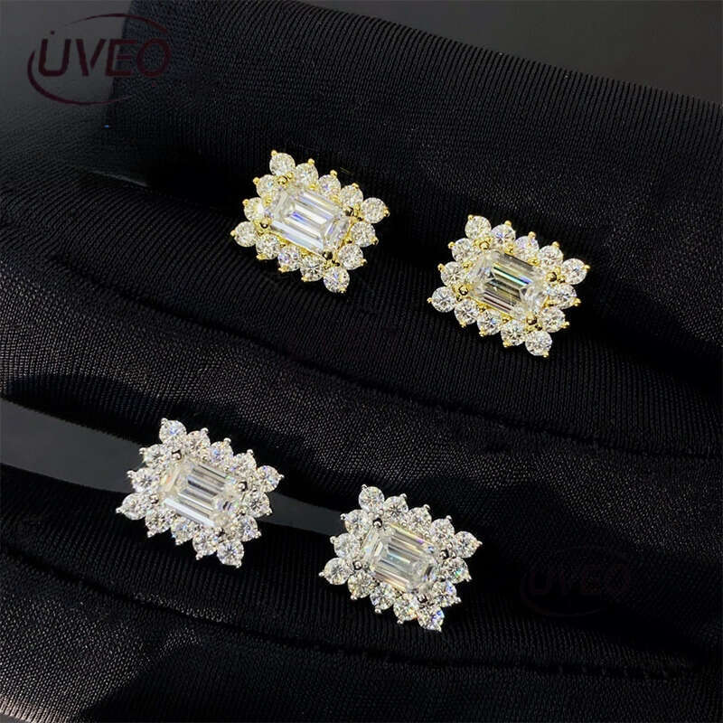 Gold Jewelry VVS Iced Out 925 Sterling Silver Earrings for Woman Hip Hop Pass Dias Tester Fashion Mens Couple Gift