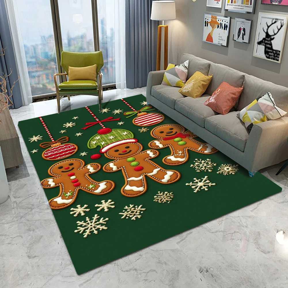Christmas Tree Pattern Gifts Gingerbread Man Carpet Living Room Sofa Bedroom Study Kitchen Entrance Door Mat Non-slip Decor RugM251117
