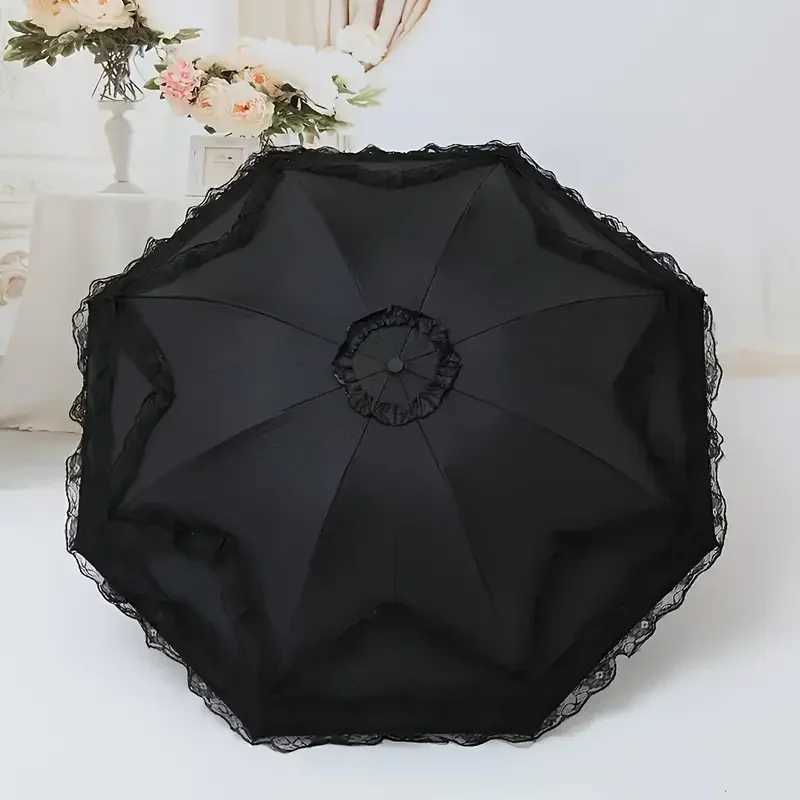 Vintage Lace Parasol Uv Protection Folding Umbrella Stylish Lace Folding Umbrella for Sun Protection Rain Lightweight Portable C251117