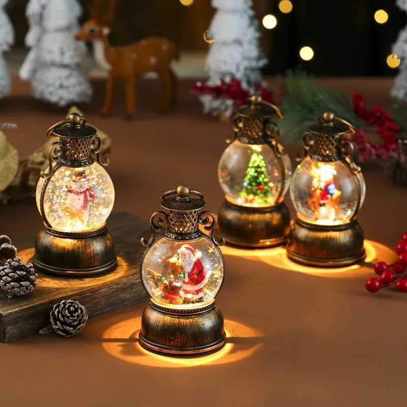 2025 Santa Claus with Music Floating Snow Ornaments Christmas Tree Luminous Bedside Lamp Snowman Night Light New Year Gifts J251117