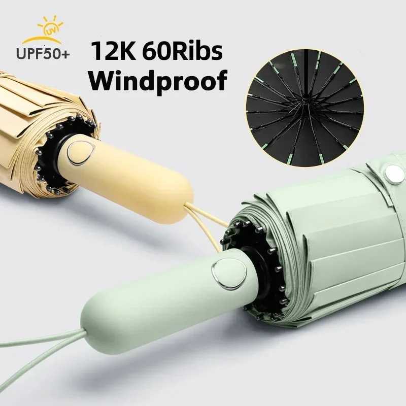 Fully Automatic Dual-Use 12K 60-Rib Sunshade Umbrella for Women Men Sun Rain Protection ic Style Foldable Large for Trave C251117