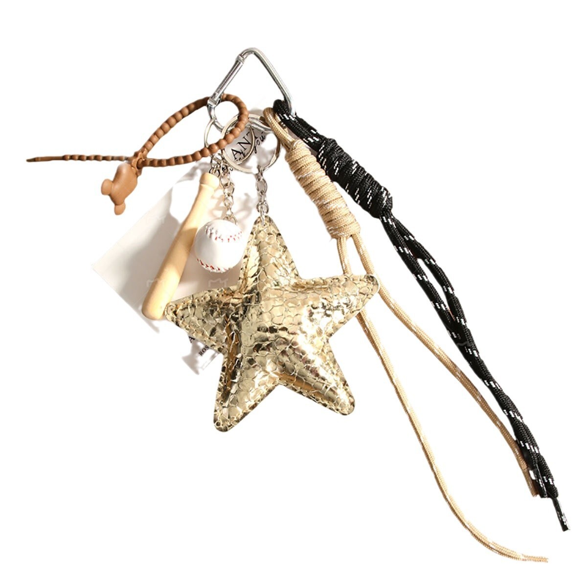 designer bag charm versatile fashion pu big star baseball braided rope fashion style bag pendant lanyard creative phone charm