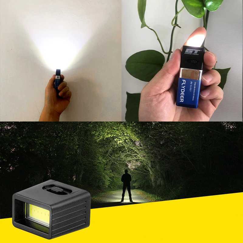 New Mini 9V Battery Flashlight LED Key Light 6F22 Battery COB Outdoor Lighting Work Light Battery Not Included 1PC M251117