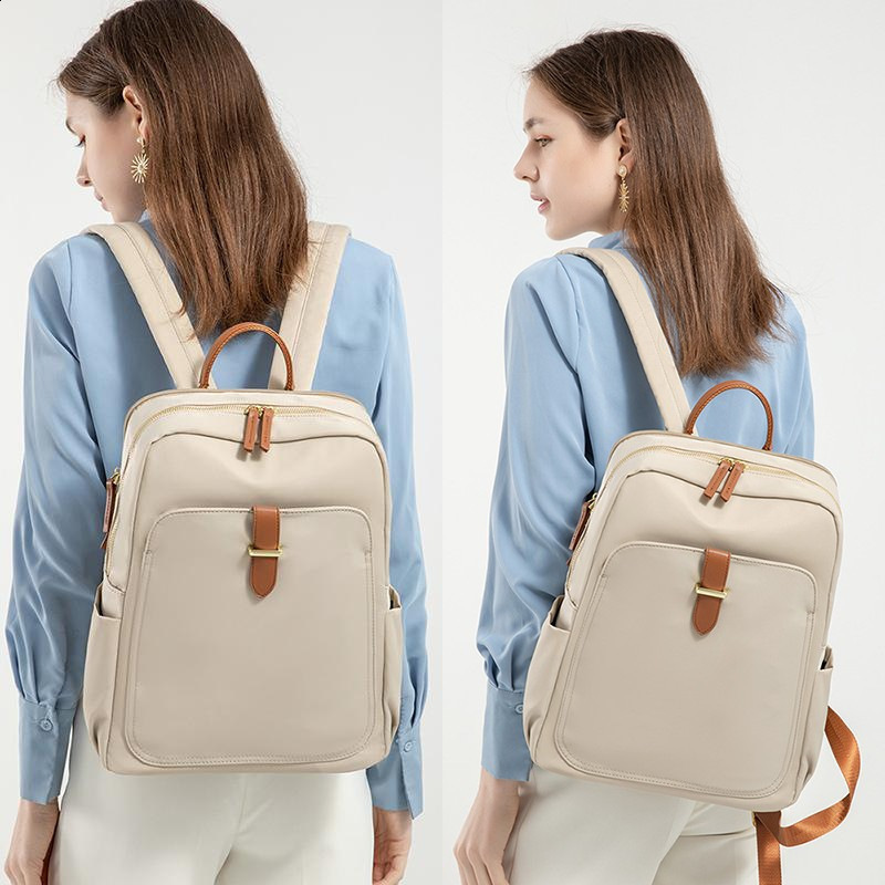 15 inch 15 inch computer bag womens Korean version simple and versatile Oxford cloth backpack 2025 spring/summer leisure travel backpack 250304FBB