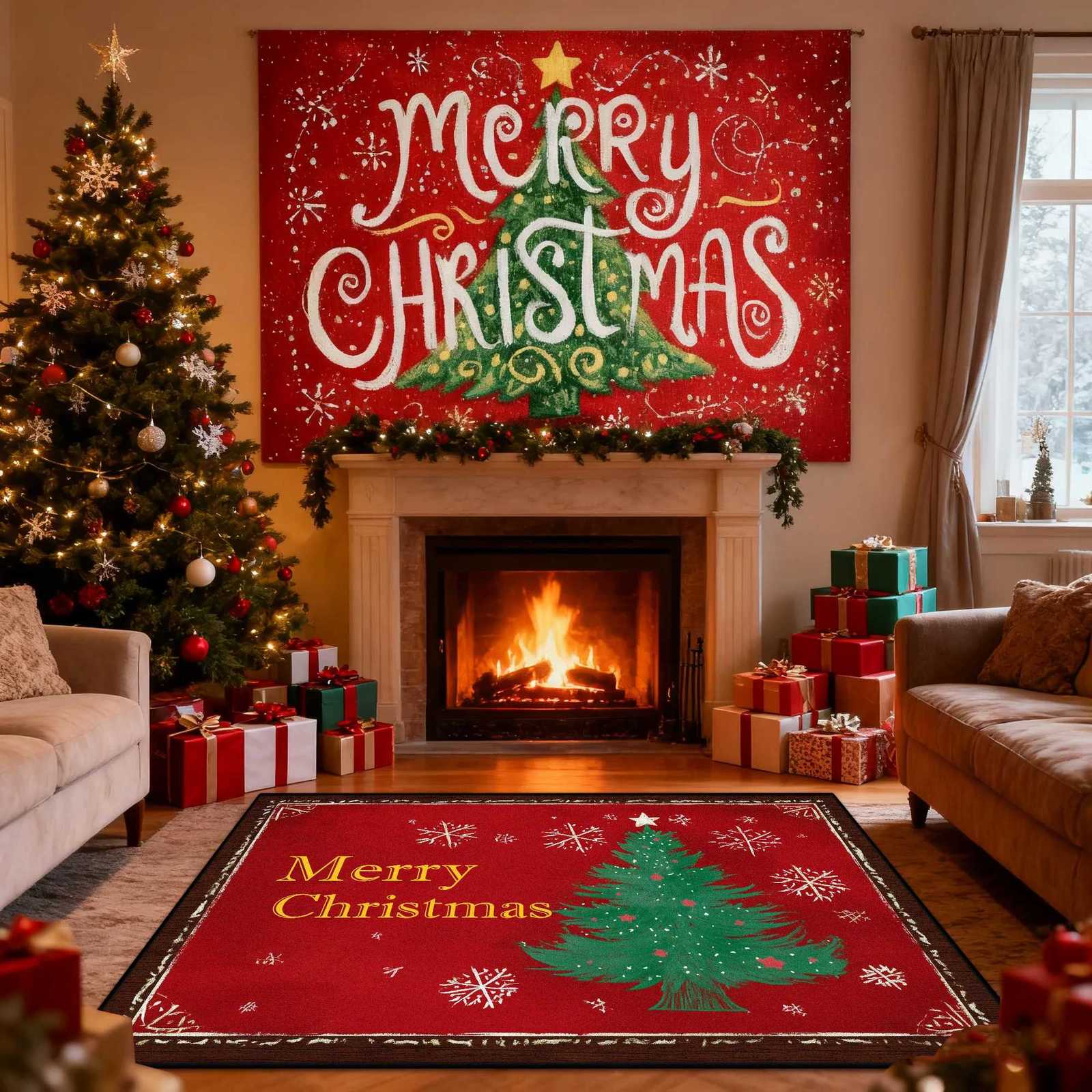 Christmas Creativity Carpet for Living Room Children Bedroom Area Rug Gorgeous Home Hallway Rugs Kid Room Bedside Soft Floor MatM251117