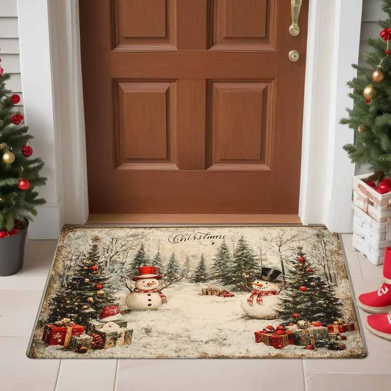 Christmas decoration door mat snowman and Christmas tree pattern suitable for home room bathroom kitchen non-slip floor matM251117