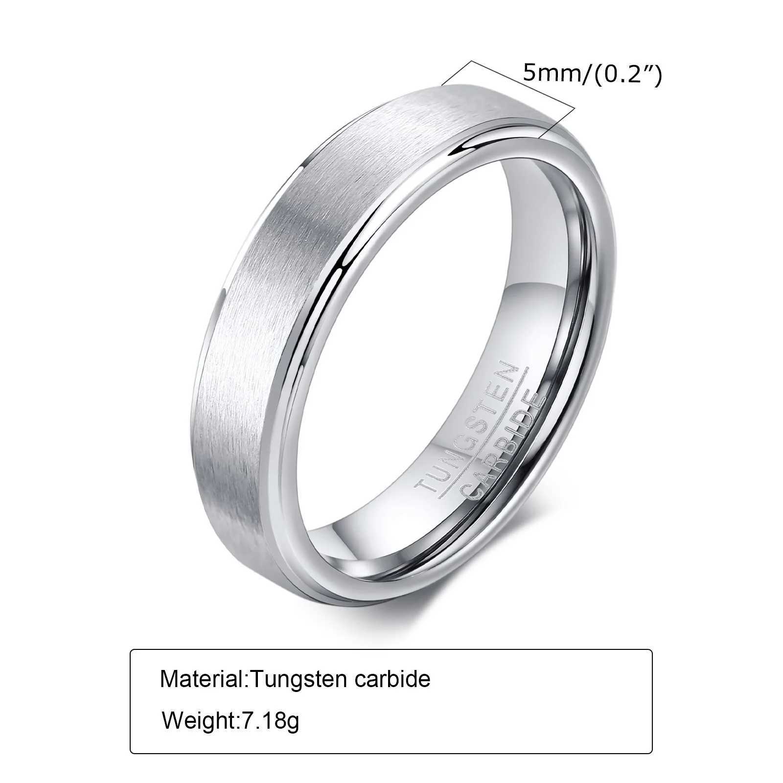 Vnox 5mm mens basic ring scratch resistant tungsten wedding ring simple classic mens bridal jewelry certification W250417