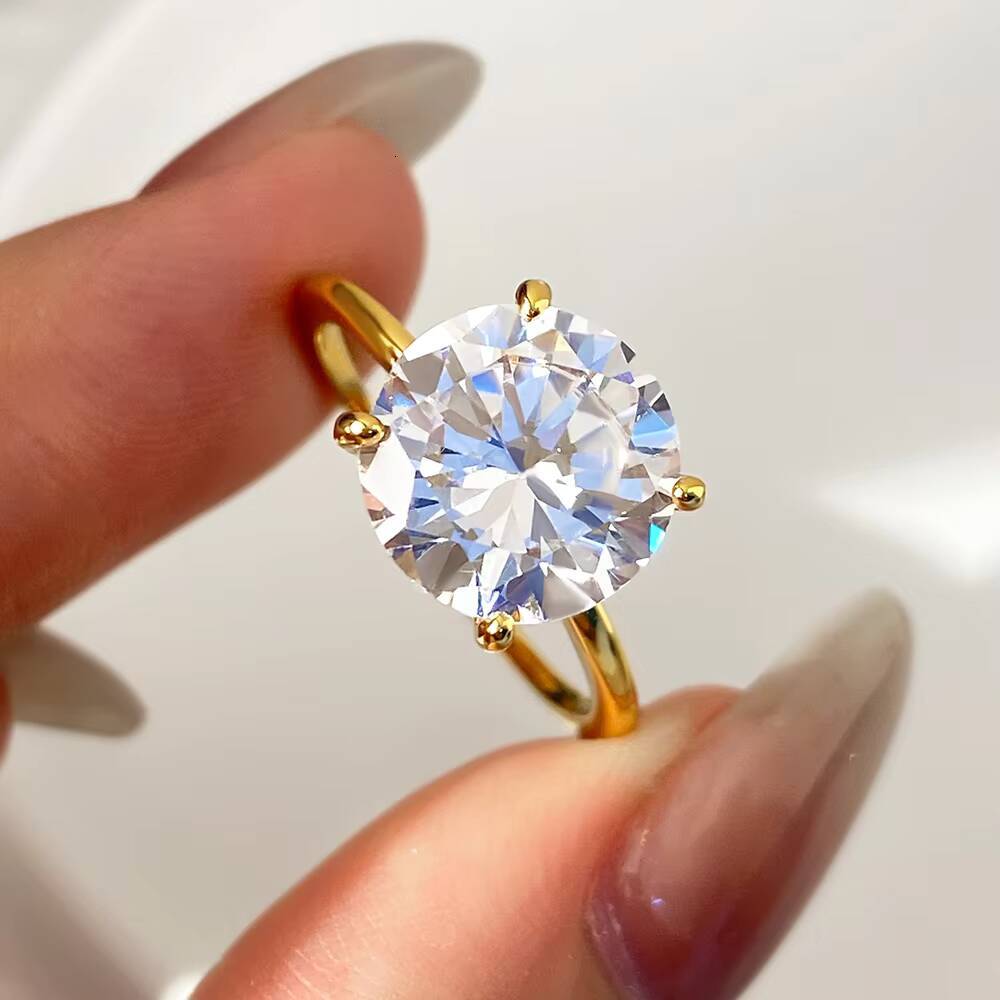 Wholesale S925 Sterling Silver Big Round CZ Solitaire Engagement Rings for Couple