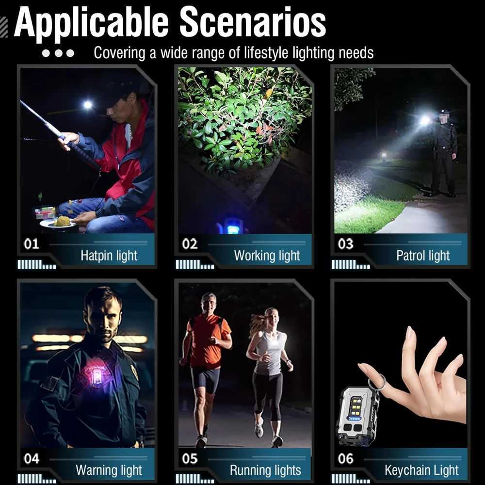 Multi-function Portable Mini Keychain Light Led High Bright Flashlight Dual Light Source Outdoor Camping Fishing Tool Torch Lamp M251117