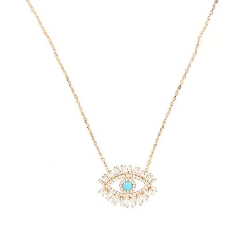 Statement Pure Sier Zirconia Eye Bohemian Jewelry Necklace Gold Plated