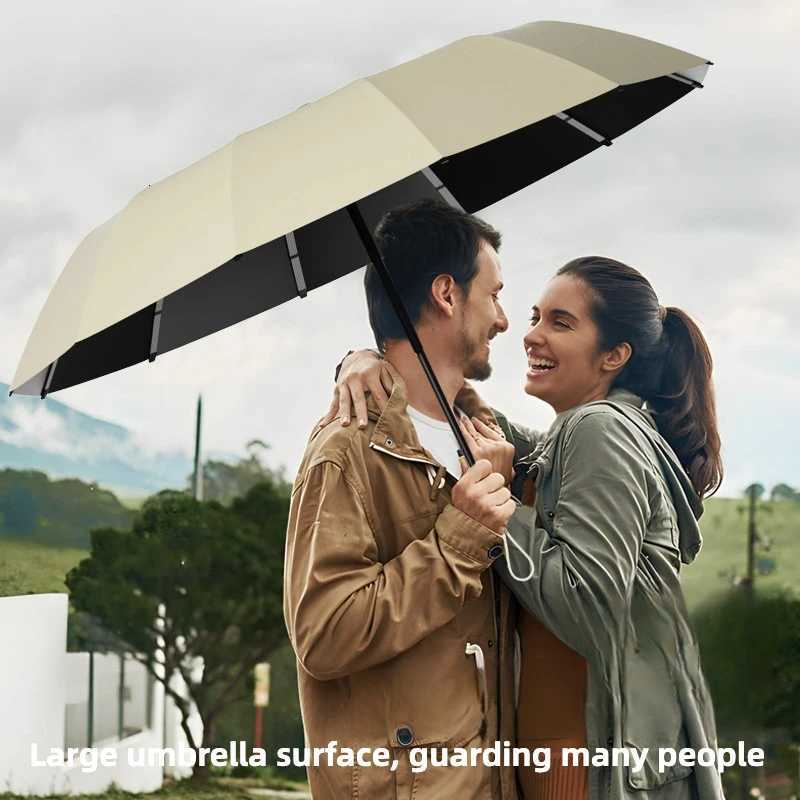 Reinforced 348 Ribs Automatic Umbrella Windproof Stormproof Sun UPF 50 Protection Folding Rain Umbrellas for Men Women C251117