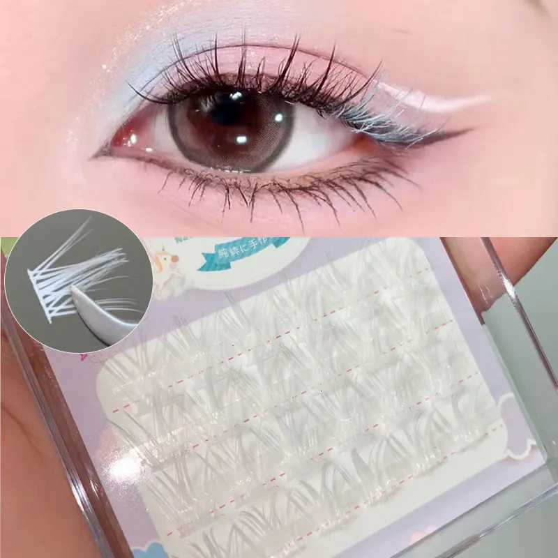 Pink/White/Blue/Purple Colored Eyelash Clusters Manga Lashes Colored False Eyelashes Natural Long Faux Bunche Makeup WholesaleT251117