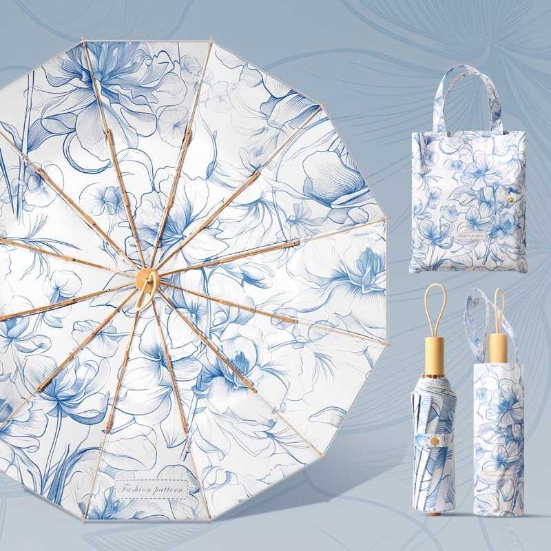 Sunny and Rainy UmbrellaRetro Double Layer Double Flower Sunshade Umbrella for Women Sun Protection UV Anti-Wind 3 Folding C251117