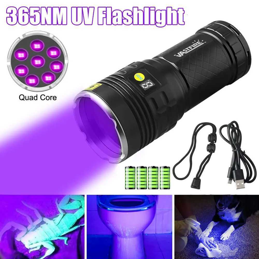 UV Flashlight 365nm/395nm 8Lights Black Mirror Flashlamp Ultraviolet Ink Dryer Money Fluorescer Detector Purple Light Torch M251117