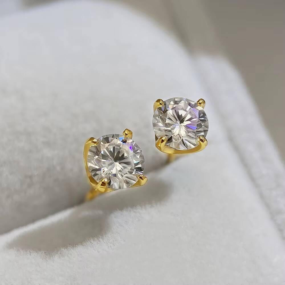 925 Silver Men and Women Luxury 55mm Round Brilliant Cut Men Women VVS GRA Gertificate Moissanite Stud Earrings Screw Back