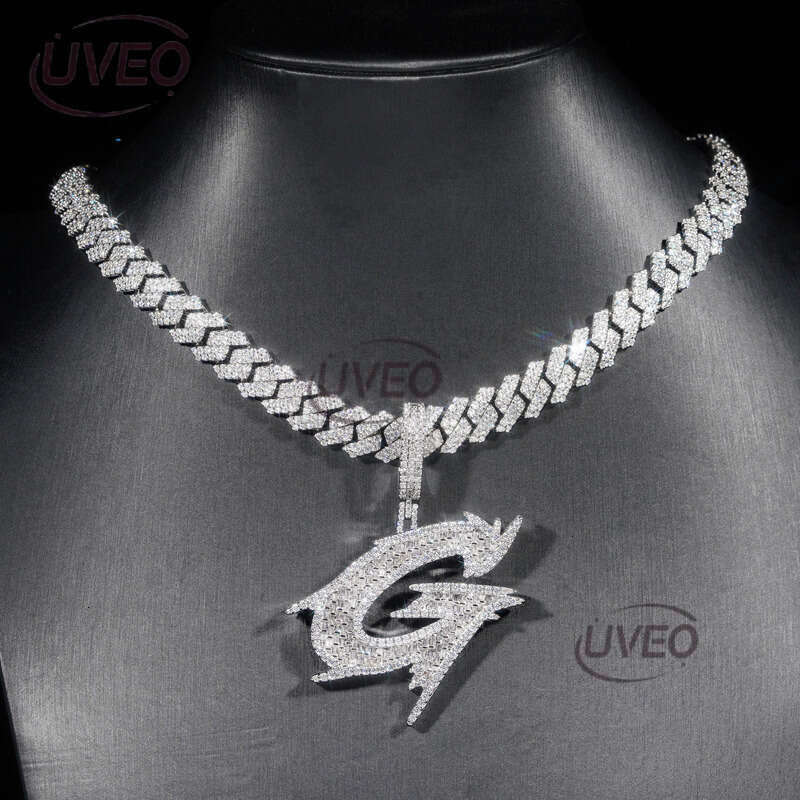 VVS Gold Iced Out Sterling Silver 925 Moissanite Cuban Necklace Hip Hop Pass Diamond Tester Pendant Cuban Link Chains High Quality Women Gift Moissani