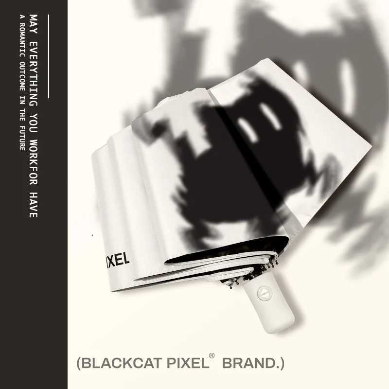 Cat Automatic Umbrella Three-fold Eight-fold Folding Sun and Rain Umbrella Black Gel Sun Protection Umbrella C251117