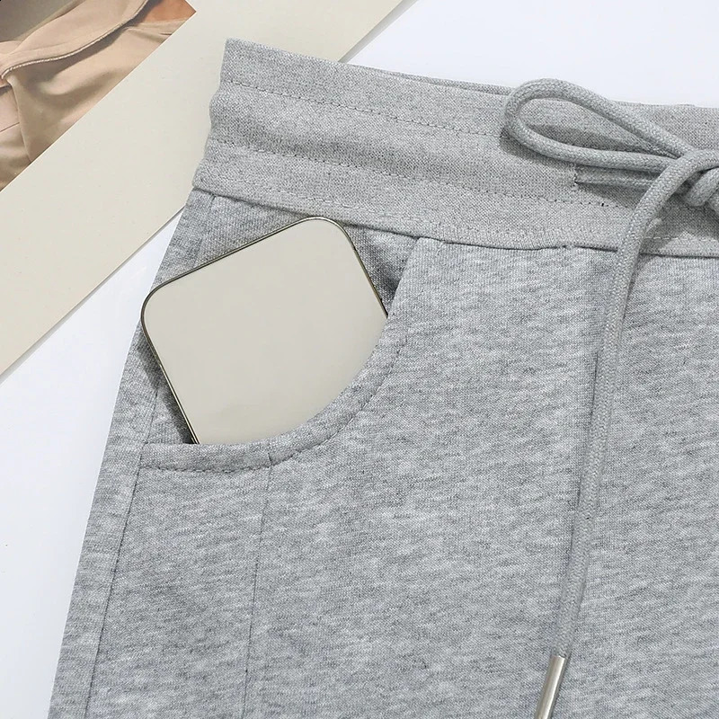 Womens high waisted sports skiing drawstring split pocket ultrathin knitted Aline running shorts for 250415Z