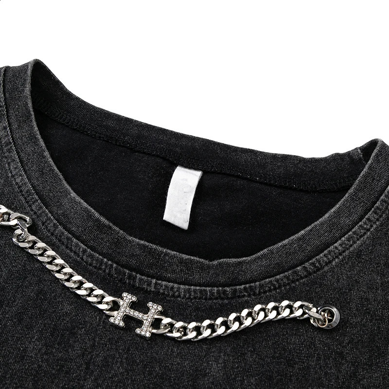 Mens Ripped Washed Tank Top Streetwear Hip Hop Sword Graphic With Chain Vest Summer Sleeveless Cotton Sports Vest Unisex 250415