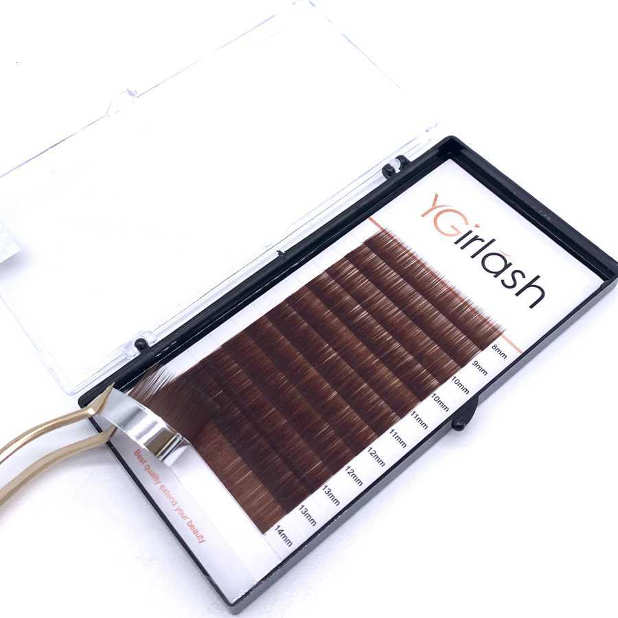 YGirlash High Quality Straight Curvate Extensions False Eyebrows 12Lines Light And Dark Brown Eyebrow ExtensionT251117