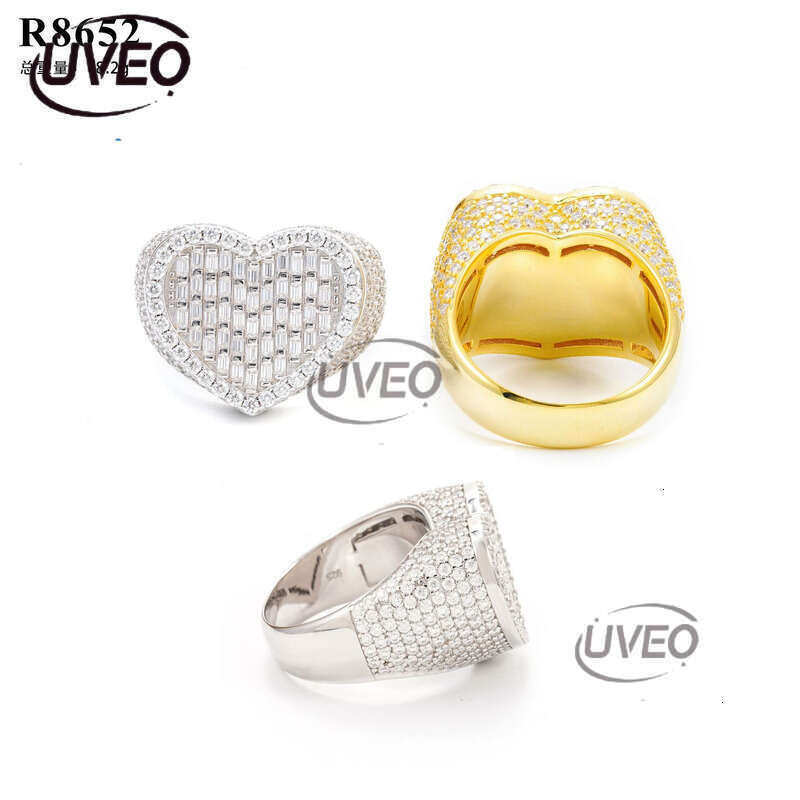 VVS Jewelry Gold Moissanite Ring Iced Out 925 Moissanite Diamond Hiphop Pass Diamond Tester Sterling Silver Couple Women Mens