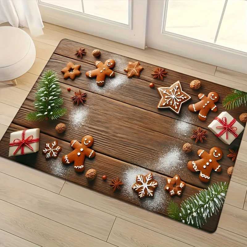 Christmas Themed Welcome Mat Non Slip Bedroom Bathroom Kitchen Entrance Doormat Polyester Floor Rug Washable Home Decor CarpetM251117