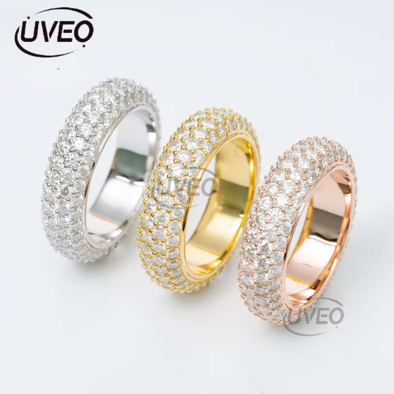 Moissanite Ring 925 VVS Gold Iced Out Jewelry Hip Hop Pass Dias Tester Women Sterling Silver Mens Fashion