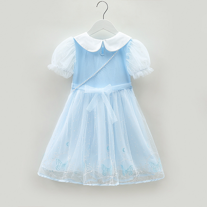 DISNEY Girl short-sleeved baby kids designer clothes Elsa princess designer clothes toddler dress mesh dress baby short-sleeved dress summer dress.