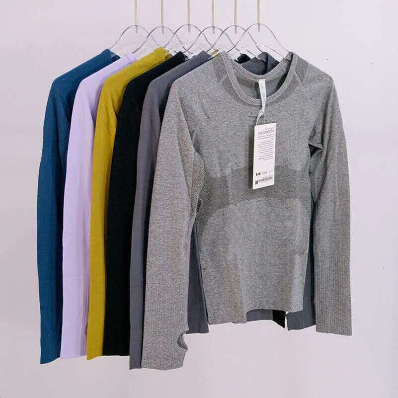 Women Yoga Outfit Long luluity lemoner shirt jacket Sleeve Solid Color Nude Sports Waist sets Shirt Jogging Sportswear Blouse luluity lemoner sweatshirt