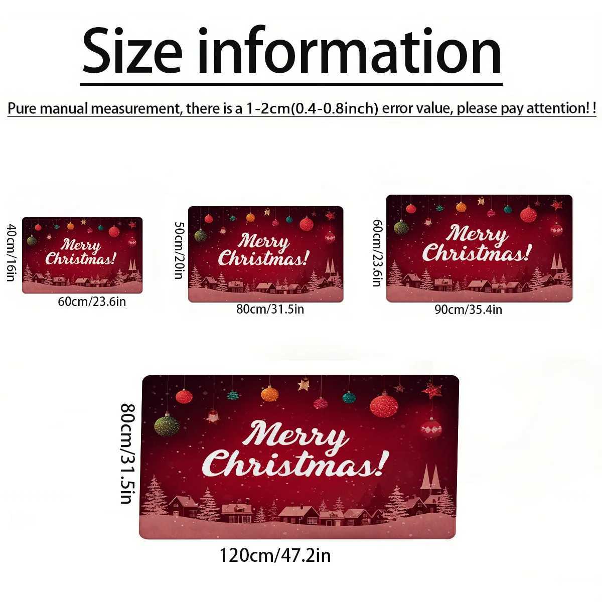 Christmas Doormat Carpet Heavy-Duty Absorbent Non-Slip Mat with Merry Christmas Text Machine Washable for Front Door DecorM251117