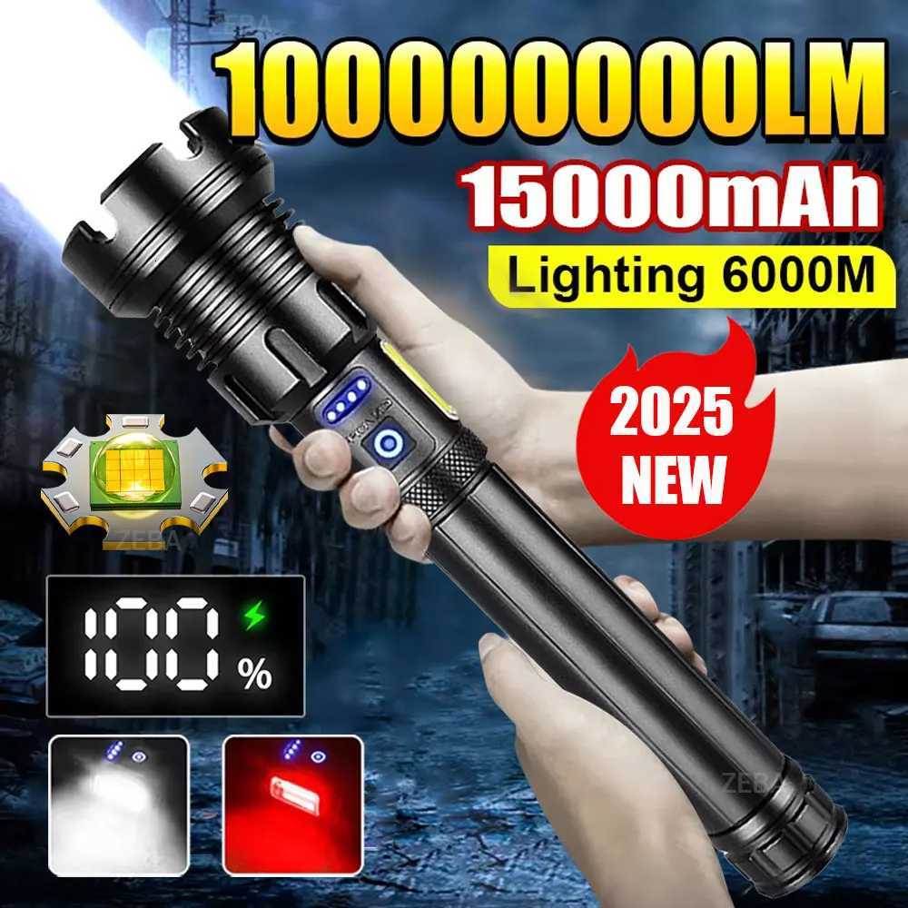 2025 New 15000mAh XHP390 Flashlights 10000000LM Ultra Powerful Flashlight Zoom USB Rechargeable Lantern Outdoor Camping Torch M251117