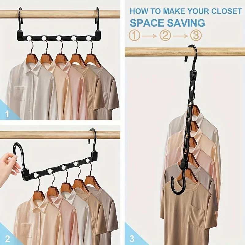 5pcs Sturdy Hanger Organizer Plastic Space Saving Hanger Multifunction Magic Clothes Hanger Dormitory Magic Closet Wardrobe C251117