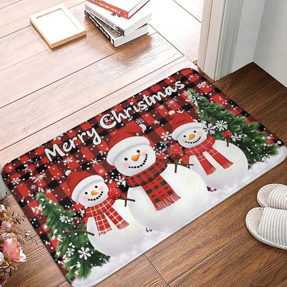 Snowman Pattern Merry Christmas Doormat Non-Slip Entrance Kitchen Bath Door Floor Mat Toilet Carpet RugM251117