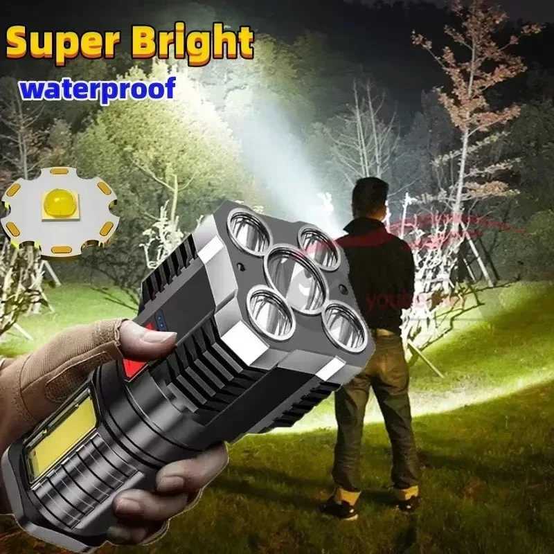 5 LED High Power Led Flashlights Rechargeable Camping Spotlight with Side Light 3 Lighting Modes for Camping Adventure Outdoor M251117