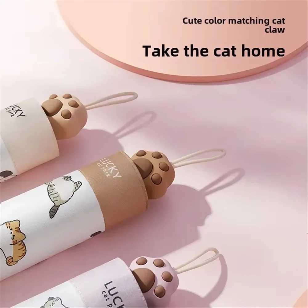 Cute Cat Claw Handle Umbrella Patio Umbrella UV for Sun and Rain Parasol Umbrella Woman Girl Gift C251117