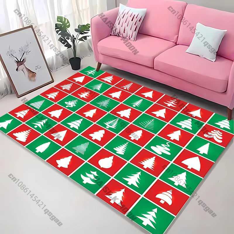 Christmas New Product Santa Deer Gingerbread Checkered Carpet Living Room Sofa Bedroom Rug Kids Game Non-slip Floor Mat GiftM251117