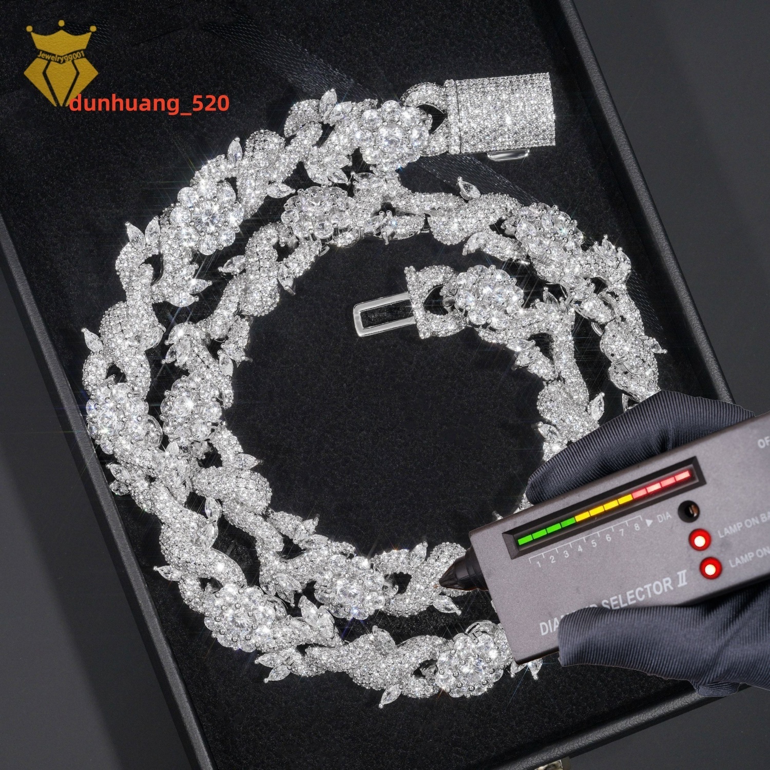 Pass Diamond Tester High Quality Cuban Link Chain 925 Sterling Silver 15mm Hip Hop Jewelry Iced Out VVS Moissanite Miami Mosaic