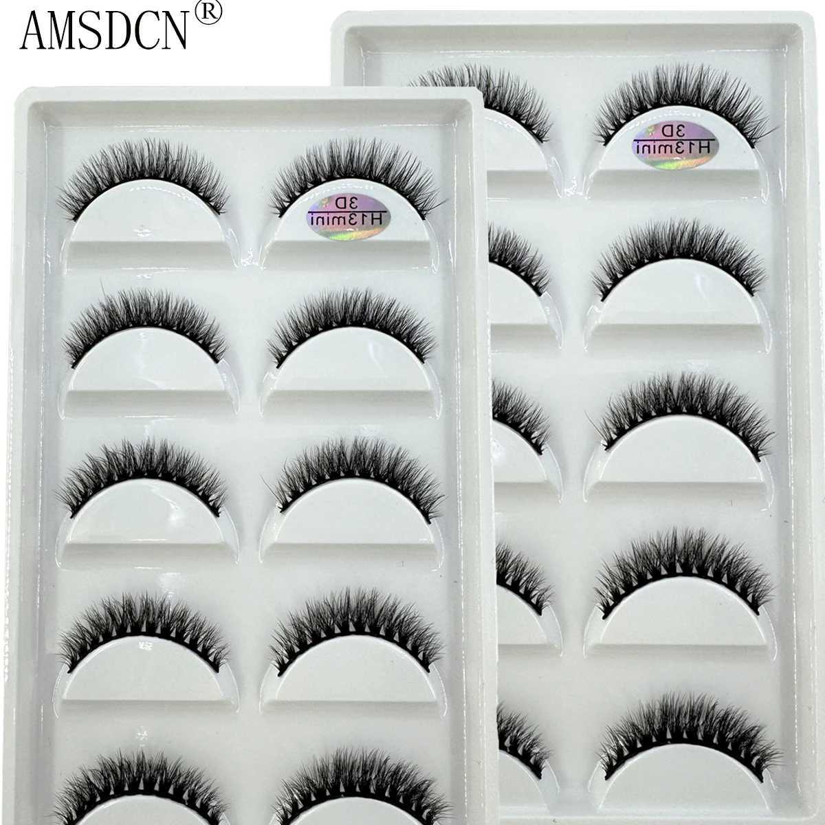 AMSNCN NEW 5Pair 100 Real 3D Mink Lashes Soft Natural False Eyelashes Makeup Long Eye Lashes Eyelash Extension ciliosH13miniT251117